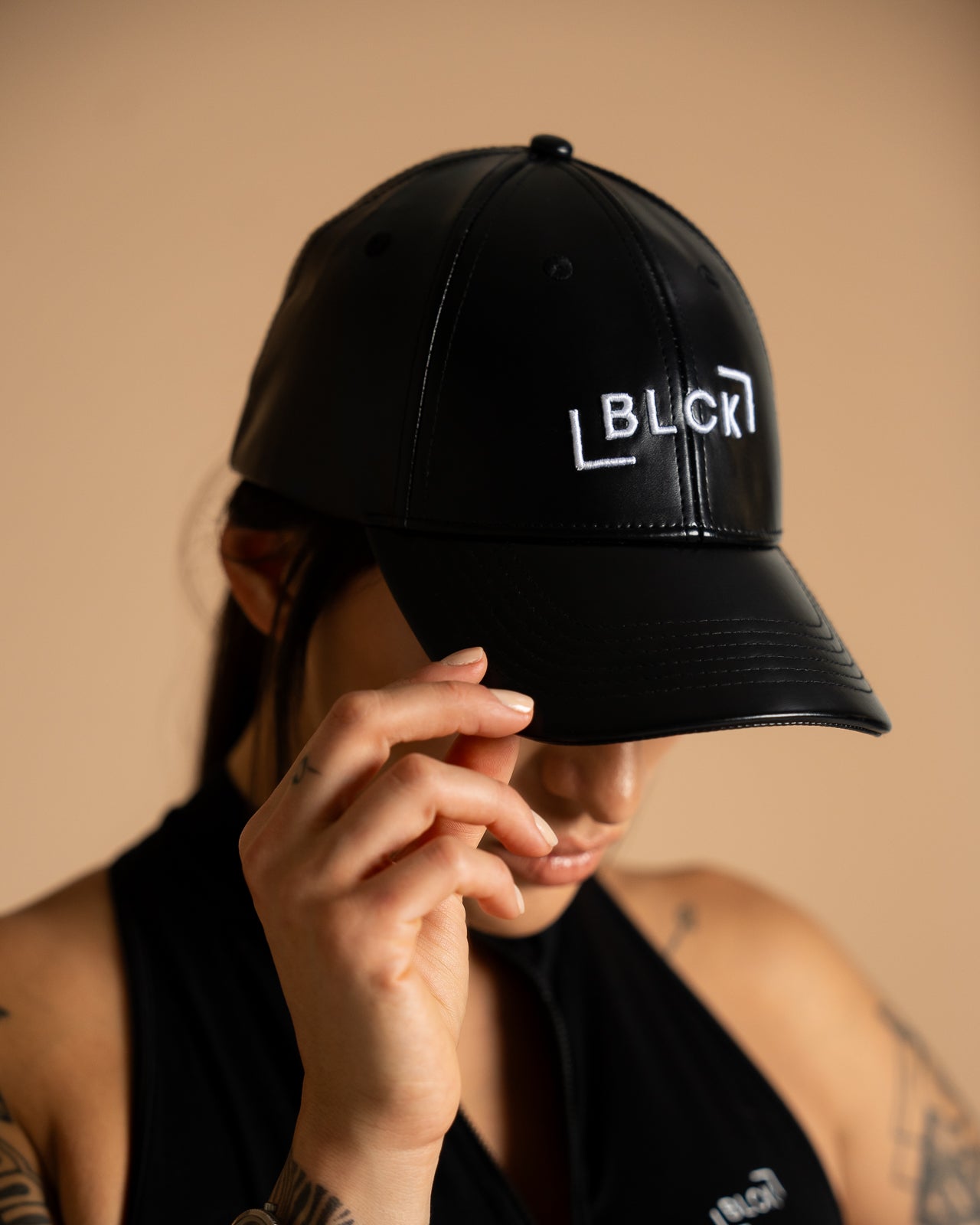 BLCK Faux Leather Baseball Cap