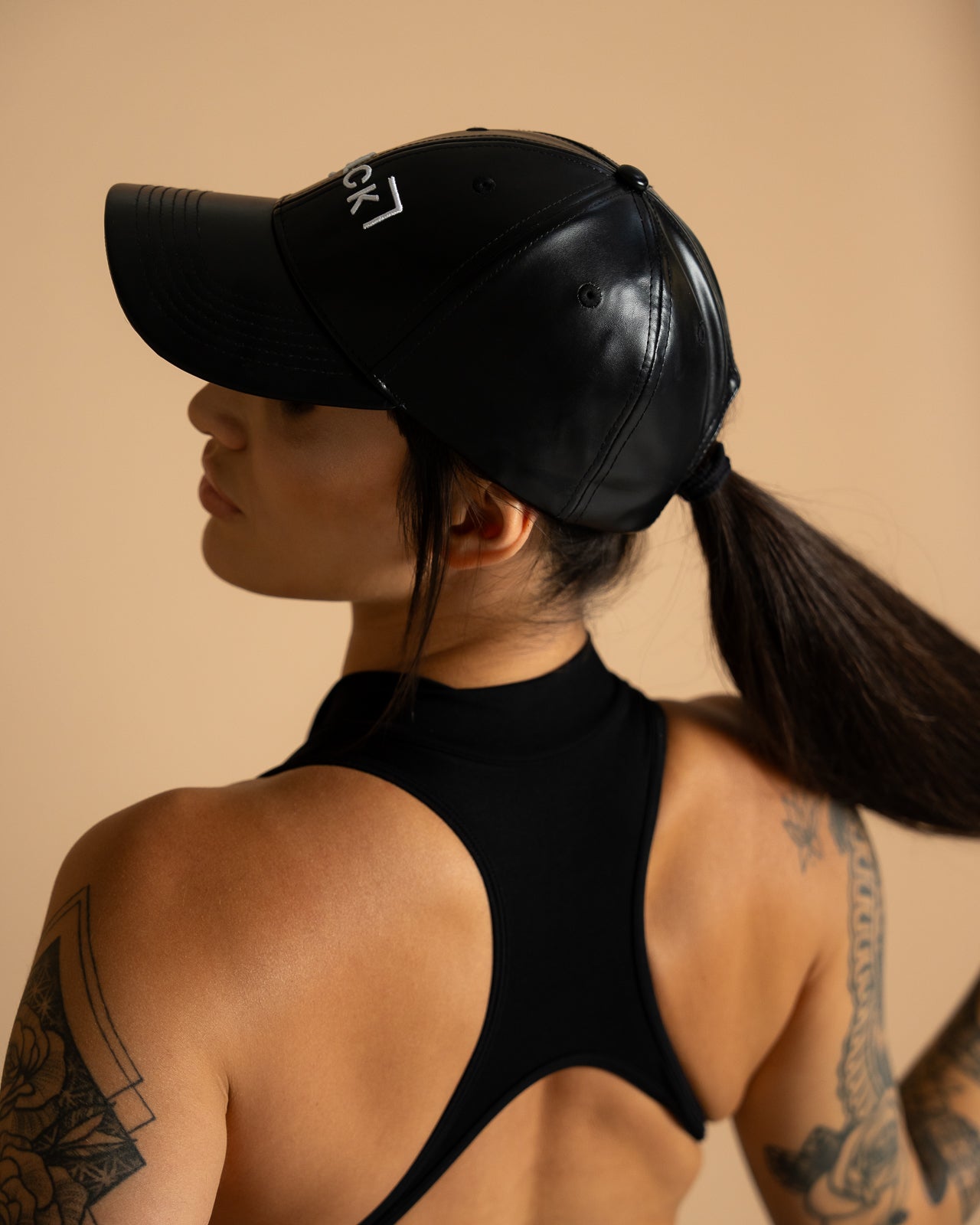 BLCK Faux Leather Baseball Cap